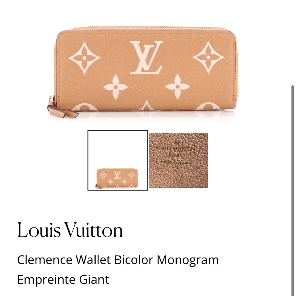 Authentic Louis Vuitton Clemence Wallet Leather Empreinte Giant Bicolor Cream